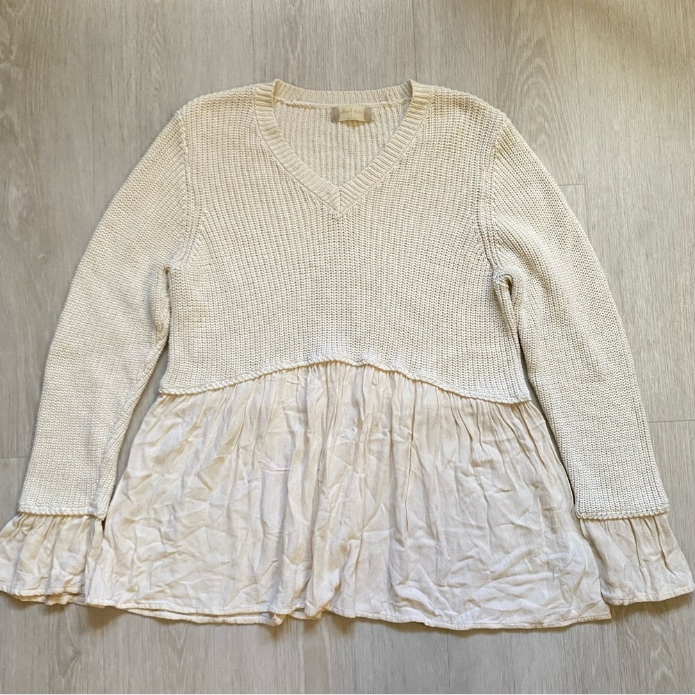 Altar'd State Cream Knit V-Neck Sweater layered cute
